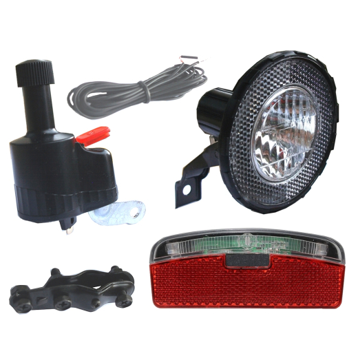 BDCP Seitenl�ufer Dynamo Lampenset , Halogen Scheinwerfer, Eco-Led R�cklicht