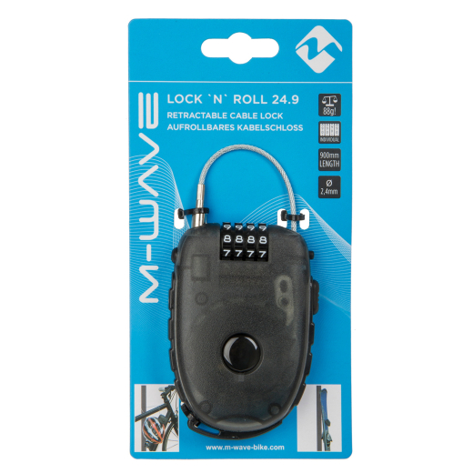 M-Wave Aufroll Zahlen Kabelschloss 90cm x 2,4 mm