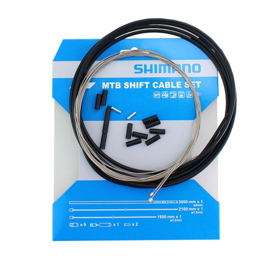 Shimano Schaltzug-Set MTB Edelstahl Z�ge und H�llen f�r Vorderrad+Hinterrad schwarz