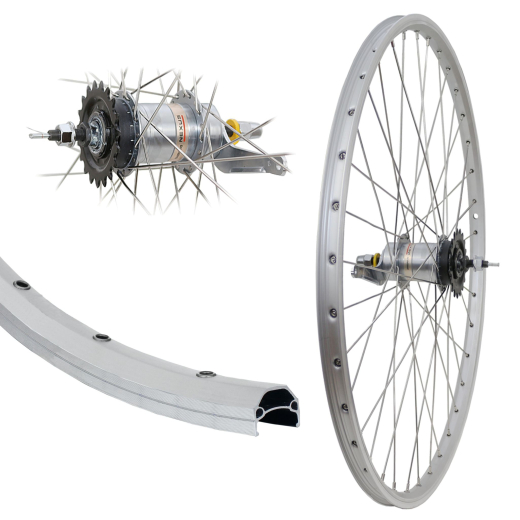 B�rwinkels 26 Zoll Hinterrad 19-559 CUT19 Silber f�r Felgenbremse mit �sen 36L Shimano Nexus 3-Gang R�cktritt mit Zubeh�r Speichen Nirosta 2mm Silber