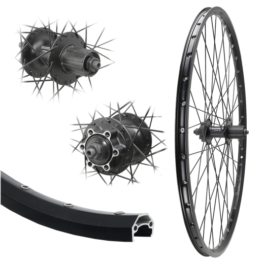 B�rwinkels 28 Zoll Hinterrad 19-622 DC19 schwarz Disk mit �sen 36L Shimano M525 6 Loch Disc 8-11-Fach Kassette Schnellspanner Speichen Nirosta 2mm schwarz