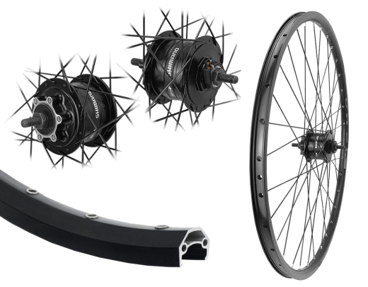 B�rwinkels 28 Zoll Vorderrad 19-622 DC19 schwarz Disk mit �sen 36L Shimano Nabendynamo DH3D32 6 Loch Disc 6V/3W Mutter Speichen Nirosta 2mm schwarz