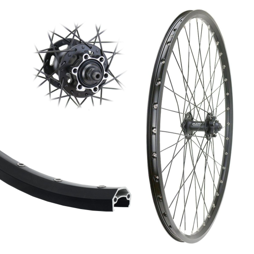 B�rwinkels 26 Zoll Vorderrad 19-559 DC19 Disk mit �sen 36 Loch XT M756 6 Loch Disc Schnellspanner Speichen schwarz