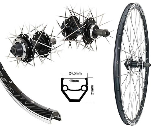 B�rwinkels 24 Zoll Hinterrad 19-507 DMS19 schwarz mit �sen 36L BDCP Disk 6-Loch Schraubzahnkranz Schnellspanner schwarz Speichen Nirosta 2mm Silber
