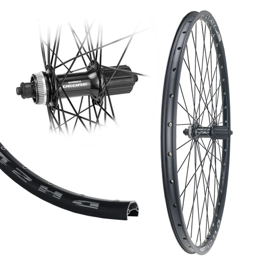 B�rwinkels 27,5 Zoll Hinterrad 21-584 DH21 schwarz Disk mit �sen 36L Deore M5100 Centerlock Disc 8-11-Fach Schnellspanner Speichen Nirosta 2mm schwarz