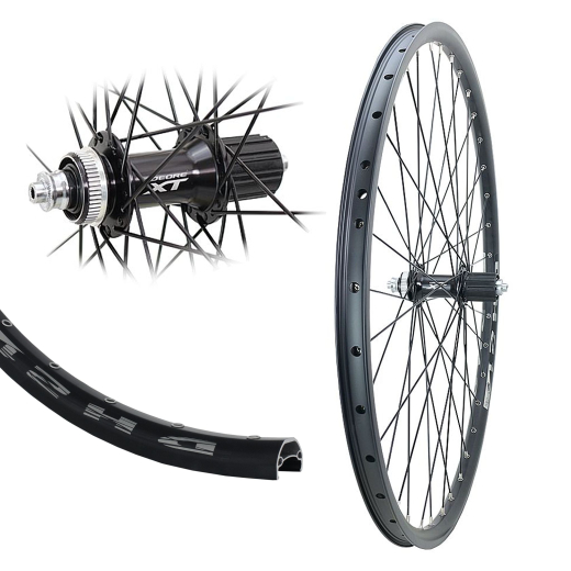 B�rwinkels 27,5 Zoll Hinterrad 21-584 DH21 schwarz Disk mit �sen 36L Shimano XT M8000 Centerlock Disc 8-11-Fach Schnellspanner Speichen Nirosta 2mm schwarz