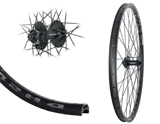 B�rwinkels 28 Zoll Vorderrad 21-622 DH21 Disk mit �sen Shimano M475 6-Loch Schnellspanner Speichen schwarz