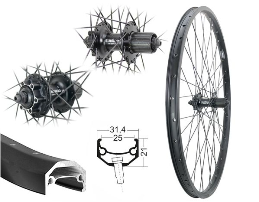 B�rwinkels 29 Zoll Hinterrad 25-622 Andra40 schwarz Disk 36L Shimano M525 6 Loch Disc 8-11-Fach Schnellspanner Speichen Niro ED 2/2,34mm schwarz