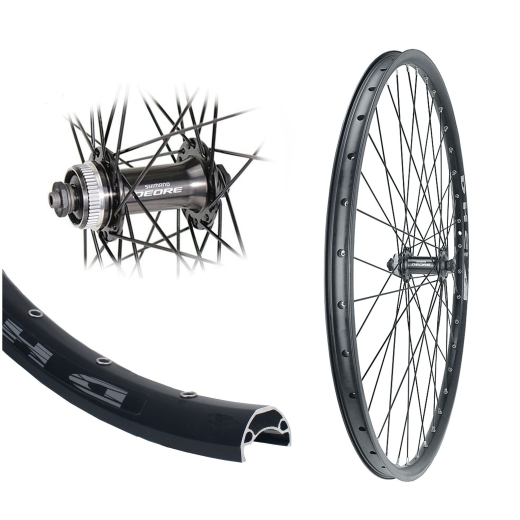 B�rwinkels 27,5 Zoll Vorderrad 25-584 DH25 schwarz Disk mit �sen 36L Shimano Deore M5100 Centerlock Disc Schnellspanner schwarz Speichen Nirosta 2mm schwarz