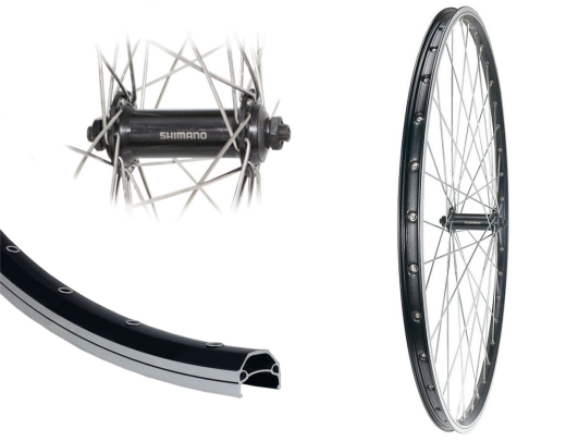 B�rwinkels 28 Zoll Vorderrad 19-622 CUT19 schwarz f�r Felgenbremse mit �sen 36L Shimano TX500 Schnellspanner Speichen Nirosta 2mm Silber