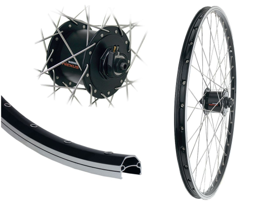 B�rwinkels 26 Zoll Vorderrad 19-559 CUT19 schwarz f�r Felgenbremse mit �sen 36L Shimano Nabendynamo DHC30003 6V/3W Schnellspanner Speichen Nirosta 2mm Silber