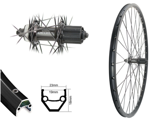 B�rwinkels 28 Zoll Hinterrad 19-622 DC19 schwarz Disk mit �sen 36L Shimano Deore M5100 Centerlock Disc 8-11-Fach Schnellspanner Speichen schwarz