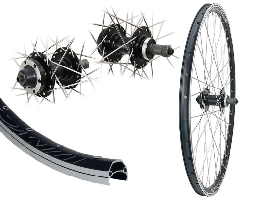 B�rwinkels 26 Zoll Hinterrad 19-559 DMS19 schwarz f�r Felgenbremse mit �sen 36L BDCP 6 Loch Disc 7-,8-,9-Fach Schraubzahnkranz Schnellspanner Speichen Nirosta 2mm Silber