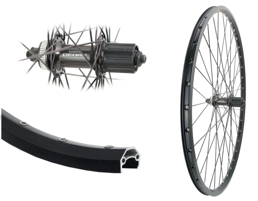 B�rwinkels 26 Zoll Hinterrad 19-559 DC19 Disk mit �sen Shimano Deore M5100 Centerlock Disc 8-11 Fach Schnellspanner Speichen schwarz