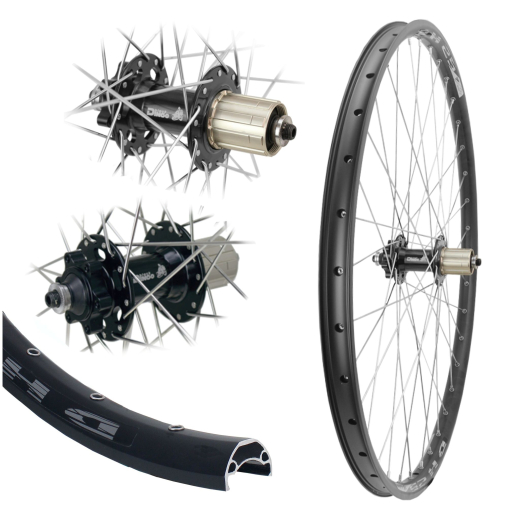 B�rwinkels 27,5 Zoll Hinterrad 25-584 DH25 schwarz Disk mit �sen 36L BDCP MT601 6 Loch Disc 8-11-Fach Kassette Schnellspanner Speichen Nirosta 2mm Silber