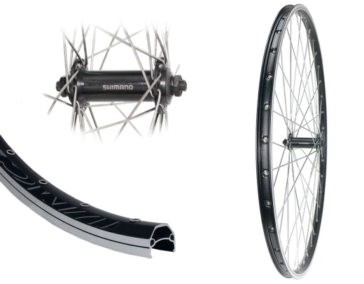 B�rwinkels 28 Zoll Vorderrad 19-622 DMC19 schwarz f�r Felgenbremse mit �sen 36L Shimano TX500 Schnellspanner Speichen Nirosta 2mm Silber