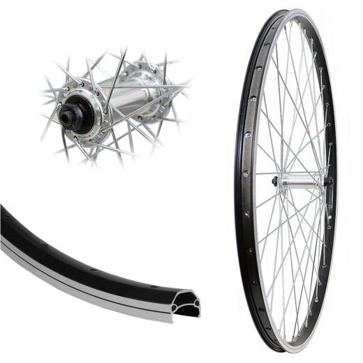 B�rwinkels 28 Zoll Vorderrad 19-622 CUT19 f�r Felgenbremse schwarz 36L ECO Alu Schnellspanner Speichen Zink Silber