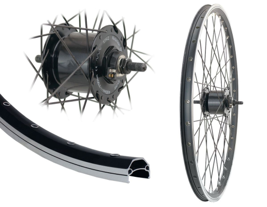 B�rwinkels 27,5 Zoll Vorderrad 19-584 CUT19 f�r Felgenbremse schwarz mit �sen 36L BDCP Nabendynamo 6V/3W Mutter Speichen Nirosta 2mm schwarz