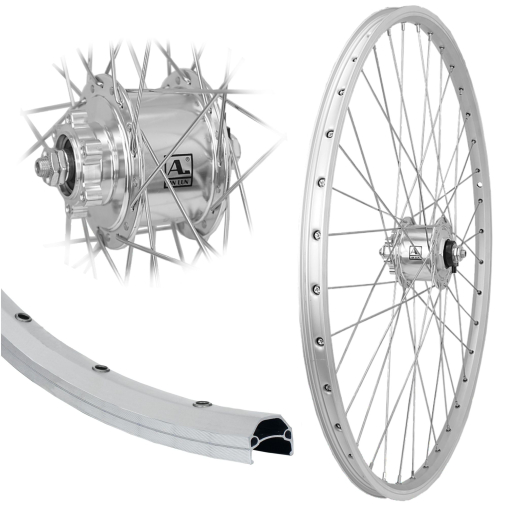 B�rwinkels 26 Zoll Vorderrad 19-559 CUT19 silber mit �sen 36L BDCP Nabendynamo 3/1 Disk 6 Loch Disc Schnellspanner Silber Speichen Nirosta 2mm Silber