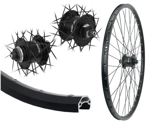 B�rwinkels 27,5 Zoll Vorderrad 19-584 DC19 schwarz Disk mit �sen 36L Shimano Nabendynamo DH-T4050 Centerlock Disc Schnellspanner 1,5W Speichen Nirosta 2mm schwarz