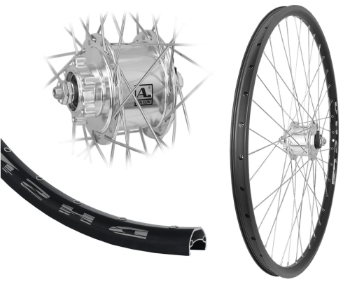 B�rwinkels 26 Zoll Vorderrad 21-559 DH21 schwarz Disk mit �sen 36L BDCP 3/1 Nabendynamo 6V/3W 6 Loch Disc Schnellspanner Silber Speichen Nirosta 2mm Silber