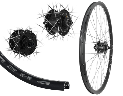 B�rwinkels 26 Zoll Vorderrad 21-559 DH21 schwarz Disk mit �sen 36L BDCP 3/1 Nabendynamo 6 Loch Disc Schnellspanner 6V/3W schwarz Speichen Nirosta 2mm Silber