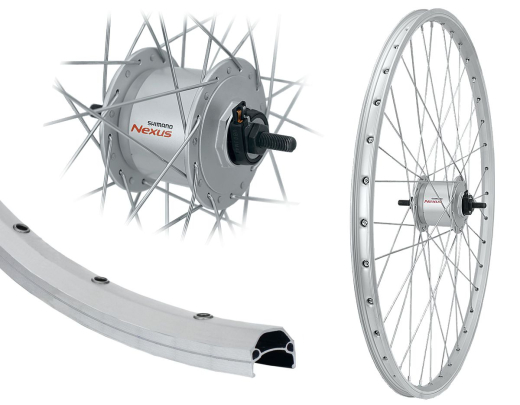 B�rwinkels 26 Zoll Vorderrad 19-559 CUT19 f�r Felgenbremse Silber mit �sen 36L Shimano Nabendynamo DHC30003 6V/3W Mutter Speichen Nirosta 2mm Silber