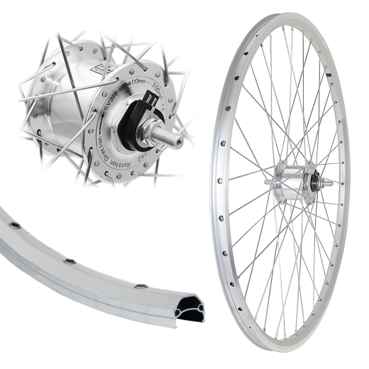 B�rwinkels 26 Zoll Vorderrad 19-559 CUT19 f�r Felgenbremse Silber mit �sen 36L BDCP Nabendynamo 6V/3W Mutter Speichen Nirosta 2mm Silber