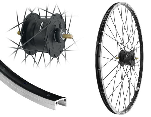 Aggro-X 28 Zoll Vorderrad Einwand 19-622 f�r Felgenbremse schwarz 36L Nabendynamo KB95 6V/3W Mutter Speichen Nirosta 2mm schwarz