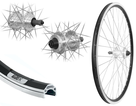 Aggro-X 26 Hinterrad C19 schwarz 36L 6-Loch Schraubzahnkranz 8-9-Fach Schnellspanner Silber Speichen Nirosta 2mm Silber