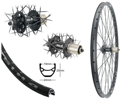 B�rwinkels 28 Zoll Hinterrad 19-622 DH19 schwarz Disk mit �sen 36L BDCP MT601 6Loch 8-11 Fach Schnellspanner schwarz Speichen Nirosta 2mm schwarz