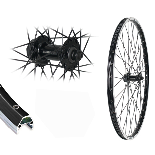 B�rwinkels 26 Zoll Vorderrad 19-559 CUT19 schwarz mit �sen 36L Shimano QC400 Centerlock Disc Schnellspanner schwarz Speichen Nirosta 2mm schwarz
