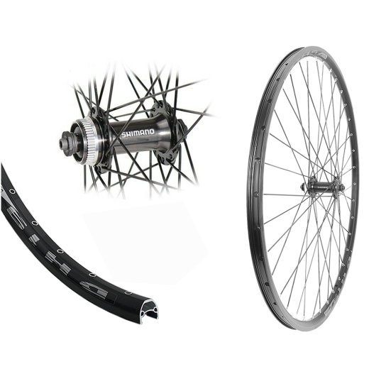 B�rwinkels 28 Zoll Vorderrad 19-622 DH19 schwarz Disk mit �sen 36L Shimano HB-QC400 Centerlock Disc Schnellspanner schwarz Speichen Nirosta 2mm schwarz