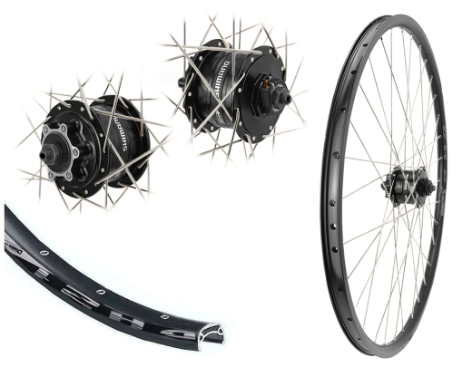 B�rwinkels 28 Zoll Vorderrad 19-622 DH19 schwarz Disk mit �sen 36L Shimano Nabendynamo DH-3D32 6 Loch Disc Schnellspanner schwarz Nirosta 2mm Speichen Silber