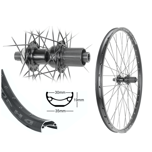 B�rwinkels 29 Zoll Hinterrad 30-622 DH30 Disc schwarz mit �sen 32L Shimano TC500 Steckachse 148/12 Centerlock Disc 8-11 Fach Speichen schwarz