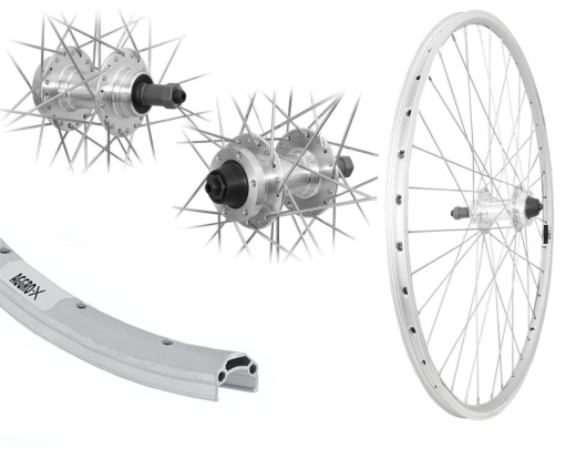Aggro-X 28 Zoll Hinterrad 19-622 C19 Nabe 6 Loch Disc 8-9 Fach Schraubzahnkranz Schnellspanner Speichen Silber
