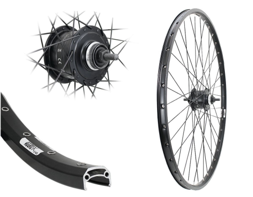 Aggro-X 28 Zoll Vorderrad 21-622 Y21 Disc mit �sen Shimano Nabendynamo DH3D37 Centerlock Disc Mutter Speichen schwarz