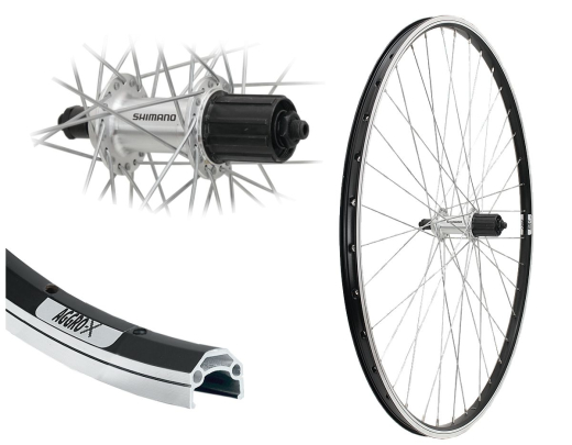 Aggro-X 28 Zoll Hinterrad 19-622 C19 f�r Felgenbremse 36 Loch schwarz HTX500 8-10 Fach Kassette Schnellspanner Speichen Silber