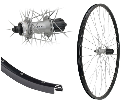 Aggro-X 28 Zoll Hinterrad 21-622 B21 schwarz mit �sen Shimano M4050 8-10 Fach Kassette Centerlock Disc Schnellspanner Speichen Silber