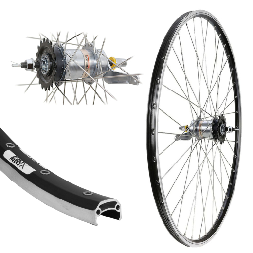 Aggro-X 28 Zoll Hinterrad 19-622 Y19 schwarz 36 Loch mit �sen Shimano Nexus 3 R�cktritt Speichen Silber