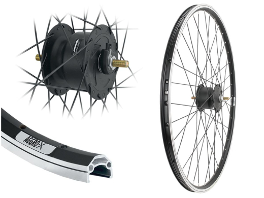 Aggro-X 28 Zoll Vorderrad 19-622 36 Loch f�r Felgenbremse Nabendynamo B�chel KB95 6V 3W Mutter Speichen schwarz