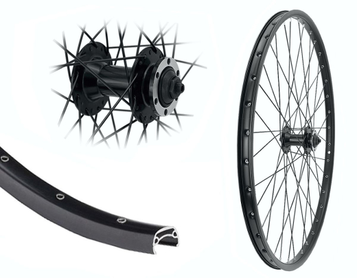 Aggro-X 26 Zoll Vorderrad 19-559 B19 mit �sen BDCP 6 Loch Disc Schnellspanner Speichen schwarz