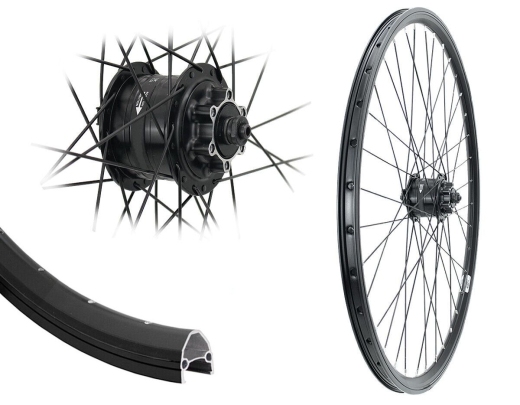 Aggro-X 26 Zoll Vorderrad 19-559 Shimano Nabendynamo DH3D32 6V/3W 6 Loch Schnellspanner Speichen schwarz