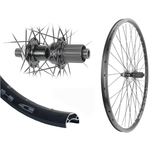 B�rwinkels 27,5 Zoll Hinterrad 25-584 DH25 Disk mit �sen Shimano TC500B Centerlock Disc Steckachse 148/12 8-11 Fach Speichen schwarz