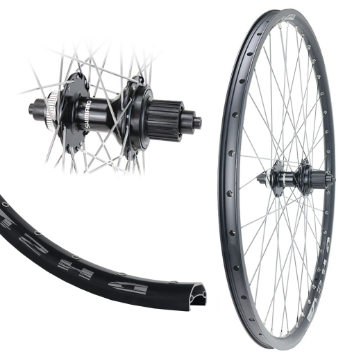 B�rwinkels 27,5 Zoll Hinterrad 21-584 DH21 schwarz mit �sen Shimano QC500 Centerlock Disc 12 Fach MicroSpline Schnellspanner Speichen Silber