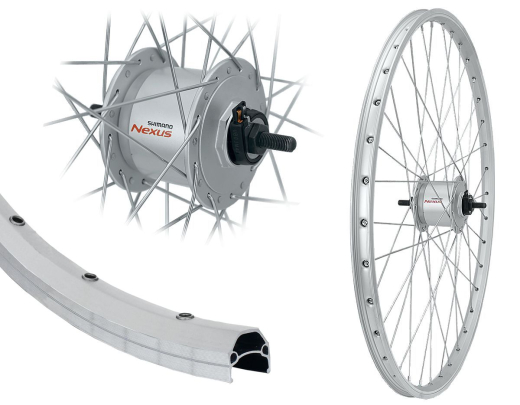 B�rwinkels 24 Zoll Vorderrad 19-507 DMS19 mit �sen f�r Felgenbremse Shimano Nabendynamo DHC30003 6V/3W Mutter Speichen Silber