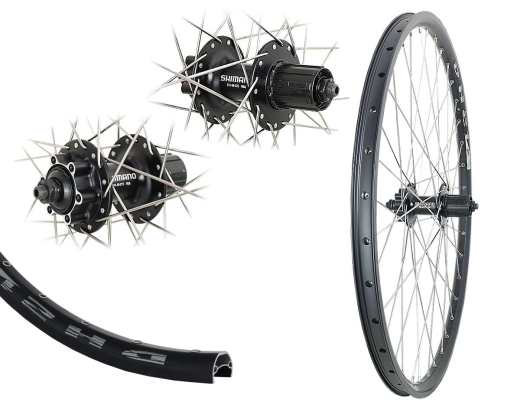 B�rwinkels 27,5 Zoll Hinterrad 21-584 DH21 Disk mit �sen Shimano M475 6-Loch 8-11 Fach Schnellspanner Speichen schwarz