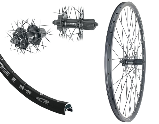 B�rwinkels 28 Zoll Hinterrad 19-622 DH19 Disk mit �sen M525A 6-Loch Schnellspanner 8-10 Fach Speichen schwarz