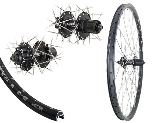 B�rwinkels 28 Zoll Hinterrad 19-622 DH19 schwarz Disk mit �sen Shimano M525 6-Loch 8-11 Fach Schnellspanner Speichen Silber