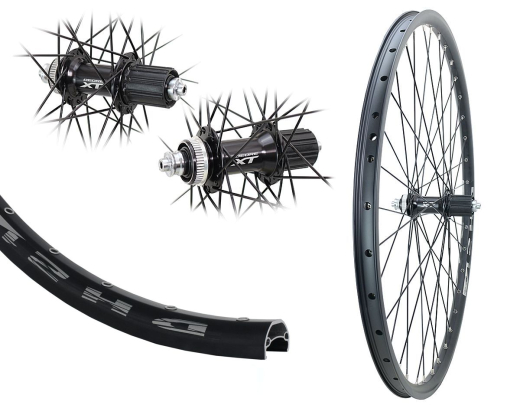 B�rwinkels 26 Zoll 21-559 Hinterrad DH21 mit �sen Disk Shimano XT M8000 Centerlock Disc 8-10 Fach Schnellspanner Speichen schwarz